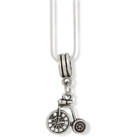 Pennyfarthing Cycle Bicycle Charm Snake Chain Necklace - Picture 1 of 4